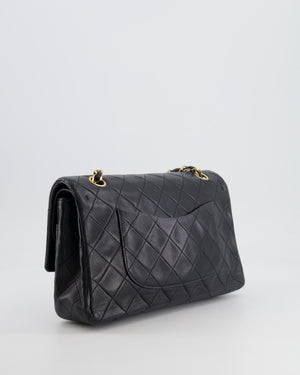 Chanel Vintage Black Medium Classic Double Flap Bag in Lambskin Leather with 24K Gold Hardware