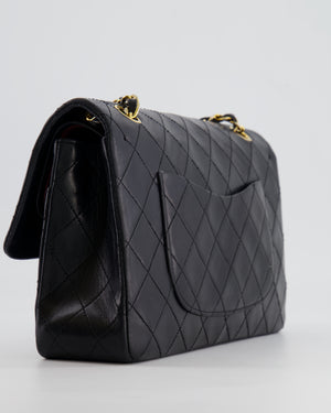 Chanel Vintage Black Medium Classic Double Flap Bag in Lambskin Leather with 24K Gold Hardware