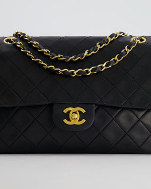 Chanel Vintage Black Medium Classic Double Flap Bag in Lambskin Leather with 24K Gold Hardware