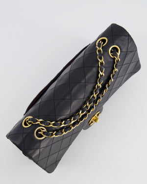 Chanel Vintage Black Medium Classic Double Flap Bag in Lambskin Leather with 24K Gold Hardware