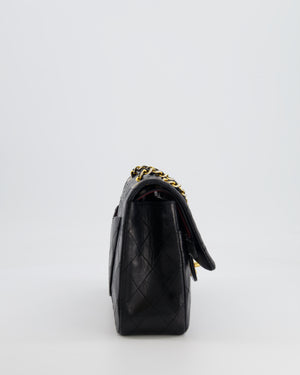 Chanel Vintage Black Medium Classic Double Flap Bag in Lambskin Leather with 24K Gold Hardware