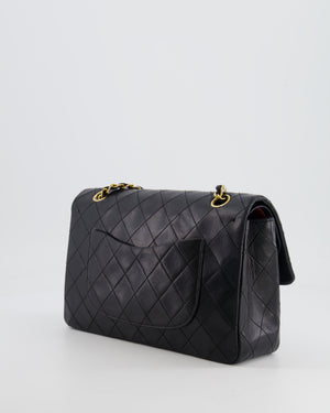 Chanel Vintage Black Medium Classic Double Flap Bag in Lambskin Leather with 24K Gold Hardware