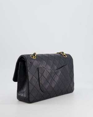 Chanel Vintage Black Medium Classic Double Flap Bag in Lambskin Leather with 24K Gold Hardware