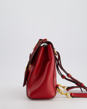 Gucci Guccissima GG Padlock Small Backpack Bag in Red Leather