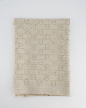 Gucci Beige & Cream Monogram Scarf 200x73cm