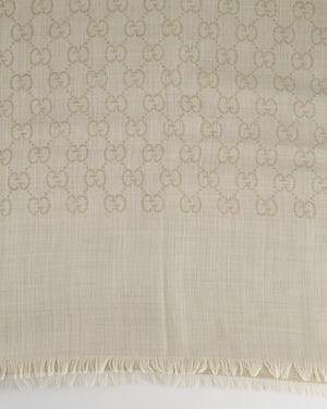 Gucci Beige & Cream Monogram Scarf 200x73cm