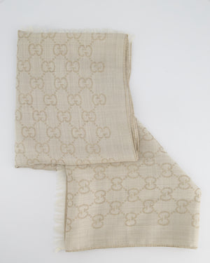 Gucci Beige & Cream Monogram Scarf 200x73cm