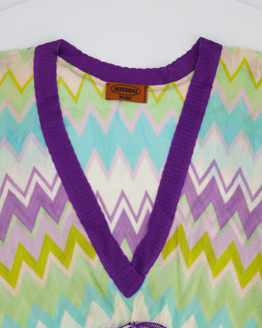 Missoni Purple Beach Dress Cover Up With Drawstring Waist Detail IT 40 (UK 8)