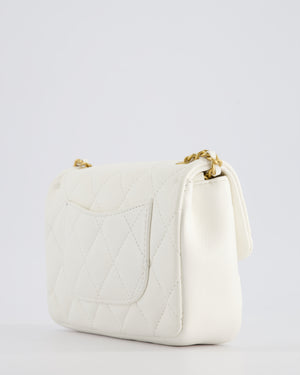 *HOT* Chanel White Mini Rectangular Heart Charm Bag in Lambskin with Gold Hardware