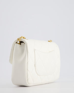 *HOT* Chanel White Mini Rectangular Heart Charm Bag in Lambskin with Gold Hardware