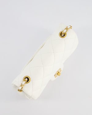 *HOT* Chanel White Mini Rectangular Heart Charm Bag in Lambskin with Gold Hardware