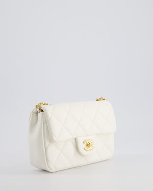 *HOT* Chanel White Mini Rectangular Heart Charm Bag in Lambskin with Gold Hardware