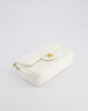 *HOT* Chanel White Mini Rectangular Heart Charm Bag in Lambskin with Gold Hardware