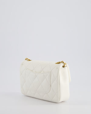 *HOT* Chanel White Mini Rectangular Heart Charm Bag in Lambskin with Gold Hardware