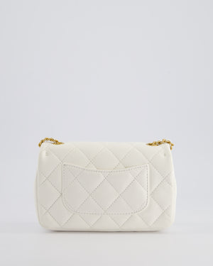 *HOT* Chanel White Mini Rectangular Heart Charm Bag in Lambskin with Gold Hardware