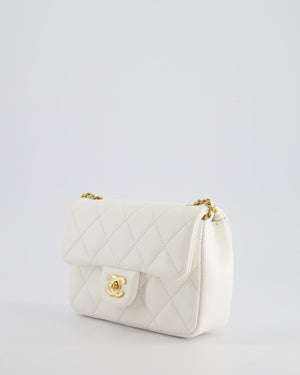 *HOT* Chanel White Mini Rectangular Heart Charm Bag in Lambskin with Gold Hardware