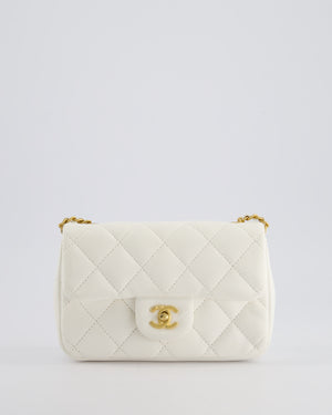 *HOT* Chanel White Mini Rectangular Heart Charm Bag in Lambskin with Gold Hardware