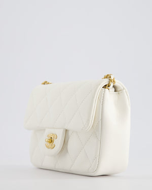 *HOT* Chanel White Mini Rectangular Heart Charm Bag in Lambskin with Gold Hardware