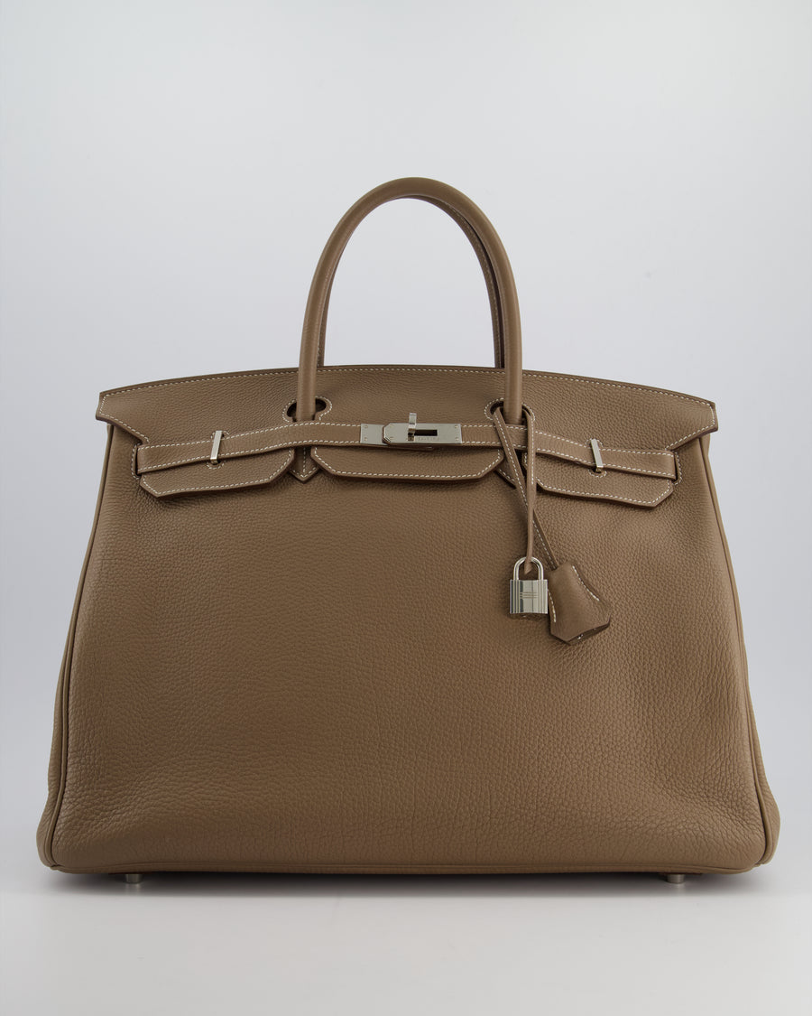 Hermès Birkin 40cm Bag in Etoupe Togo Leather with Palladium Hardware