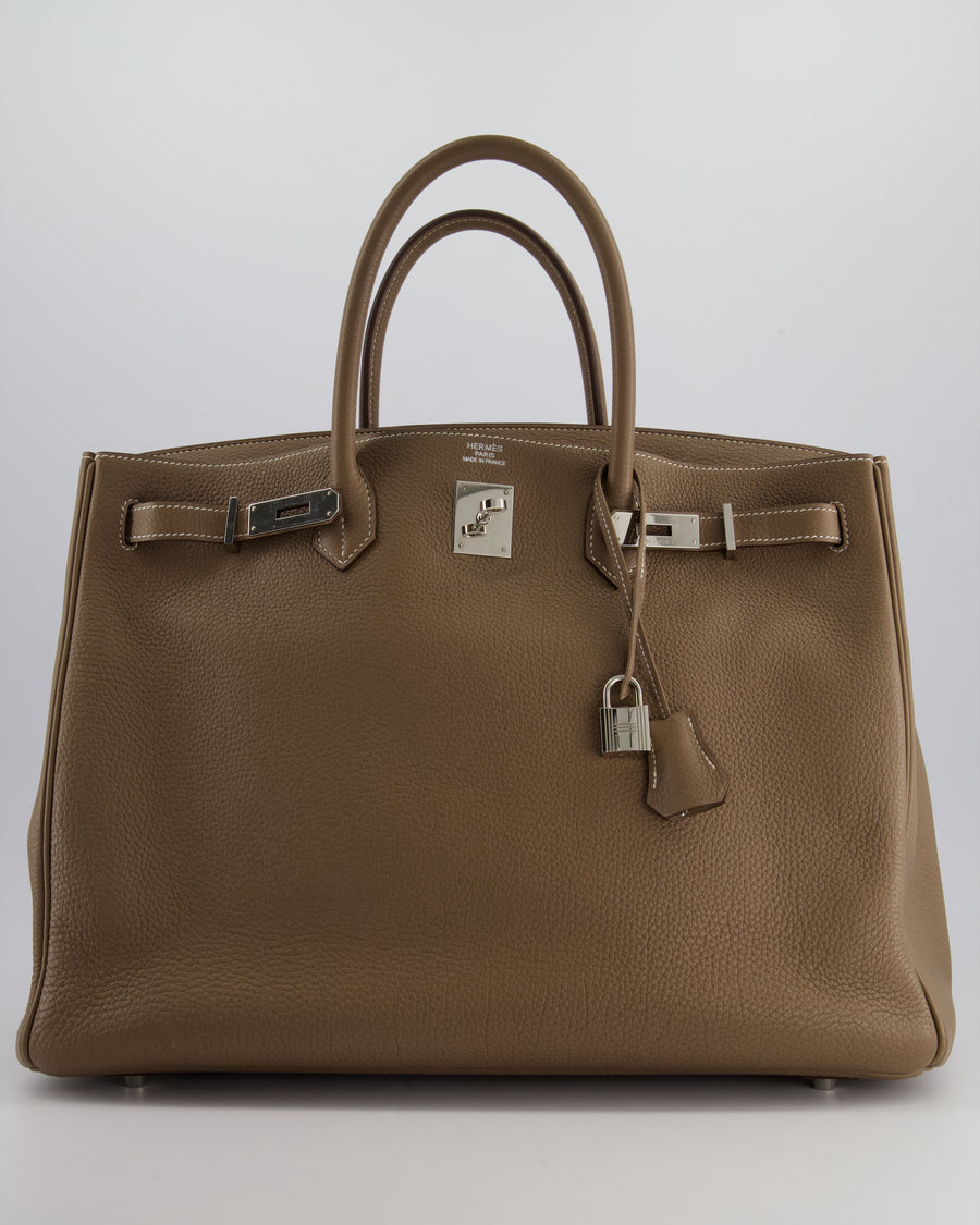 Hermès Birkin 40cm Bag in Etoupe Togo Leather with Palladium Hardware