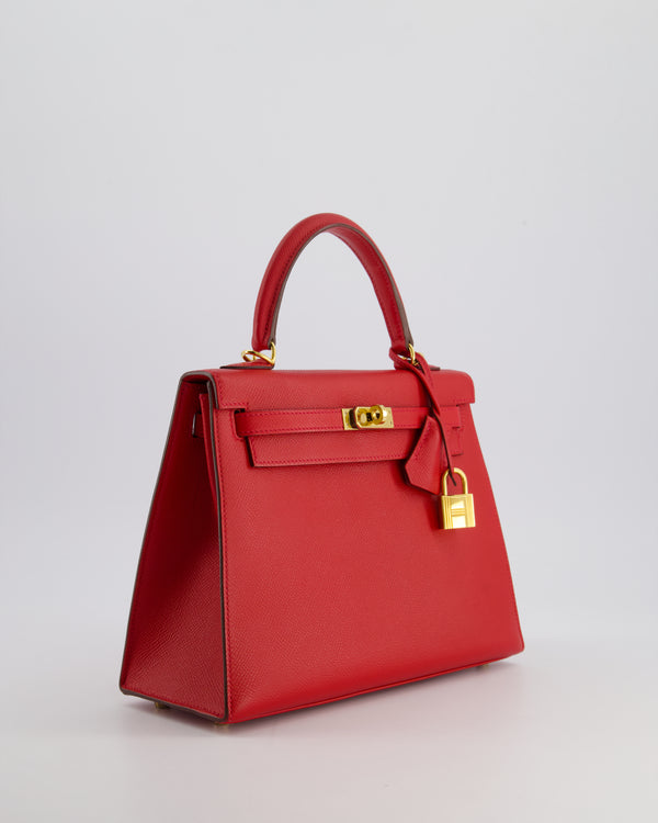 Hermès Kelly 25cm Sellier Bag in Rouge Tomate Epsom Leather and Gold Hardware