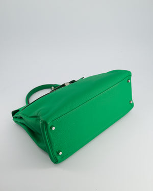 Hermès Kelly 35cm Retourne Bag in Green Bamboo Togo Leather with Palladium Hardware