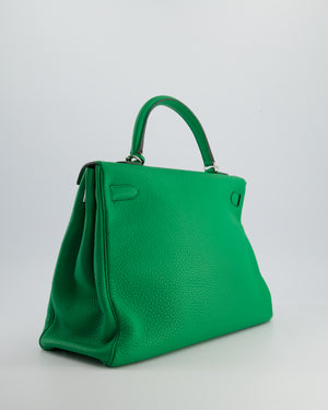 Hermès Kelly 35cm Retourne Bag in Green Bamboo Togo Leather with Palladium Hardware