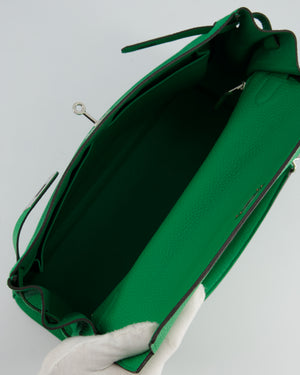 Hermès Kelly 35cm Retourne Bag in Green Bamboo Togo Leather with Palladium Hardware