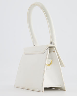 Jacquemus White Medium Chiquito Top Handle Bag with Gold Logo Detail RRP £680