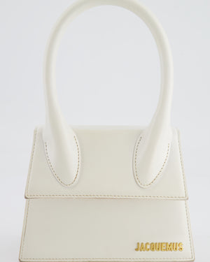 Jacquemus White Medium Chiquito Top Handle Bag with Gold Logo Detail RRP £680