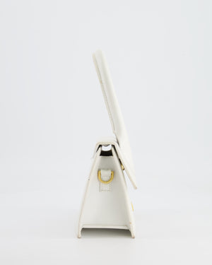 Jacquemus White Medium Chiquito Top Handle Bag with Gold Logo Detail RRP £680