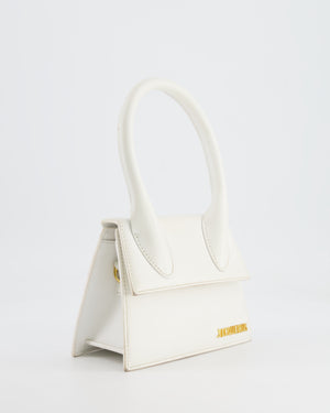 Jacquemus White Medium Chiquito Top Handle Bag with Gold Logo Detail RRP £680