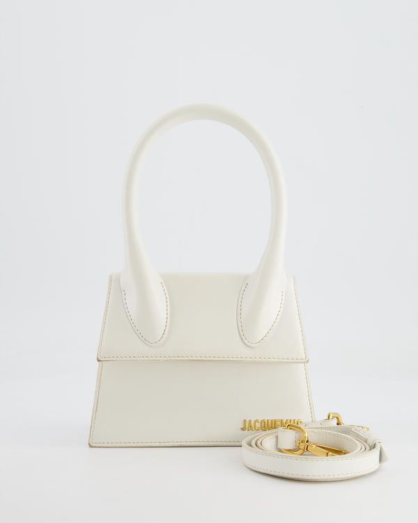 Jacquemus White Medium Chiquito Top Handle Bag with Gold Logo Detail RRP £680