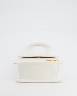 Jacquemus White Medium Chiquito Top Handle Bag with Gold Logo Detail RRP £680