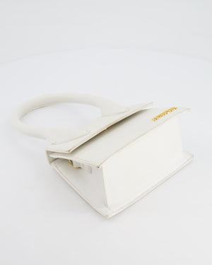 Jacquemus White Medium Chiquito Top Handle Bag with Gold Logo Detail RRP £680