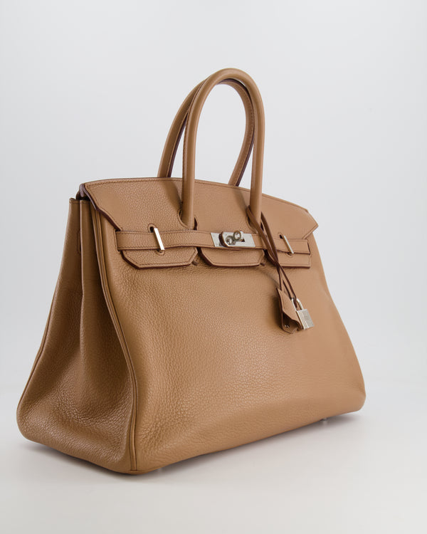 Hermès Birkin Bag 35cm in Biscuit Clemence Leather with Palladium Hardware