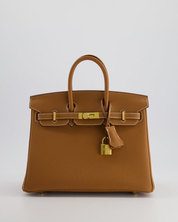 *HOT* Hermès Birkin 25cm Retourne Bag in Gold Togo Leather with Gold Hardware