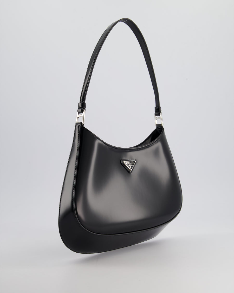 Prada Black Cleo Brushed Leather Shoulder Bag RRP £2400