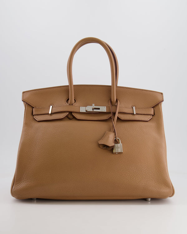 Hermès Birkin Bag 35cm in Biscuit Clemence Leather with Palladium Hardware