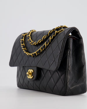 *FIRE PRICE* Chanel Vintage Black Medium Classic Double Flap Bag in Lambskin Leather with 24K Gold Hardware