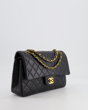 *FIRE PRICE* Chanel Vintage Black Medium Classic Double Flap Bag in Lambskin Leather with 24K Gold Hardware