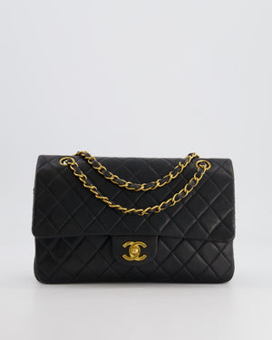 *FIRE PRICE* Chanel Vintage Black Medium Classic Double Flap Bag in Lambskin Leather with 24K Gold Hardware