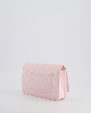 *HOT* Chanel Baby Pink Wallet on Chain in Lambskin Leather with Pearl Strap