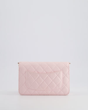 *HOT* Chanel Baby Pink Wallet on Chain in Lambskin Leather with Pearl Strap