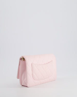 *HOT* Chanel Baby Pink Wallet on Chain in Lambskin Leather with Pearl Strap