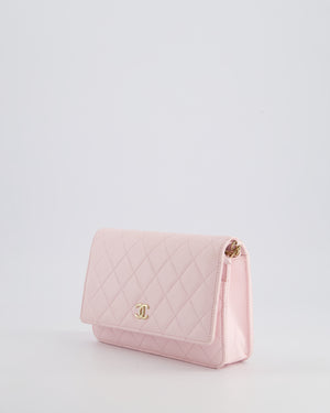 *HOT* Chanel Baby Pink Wallet on Chain in Lambskin Leather with Pearl Strap