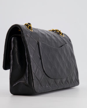 Chanel Vintage Black Medium Classic Double Flap Bag in Lambskin Leather with 24K Gold Hardware