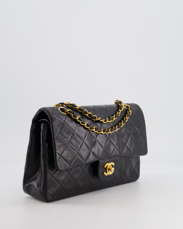 Chanel Vintage Black Medium Classic Double Flap Bag in Lambskin Leather with 24K Gold Hardware