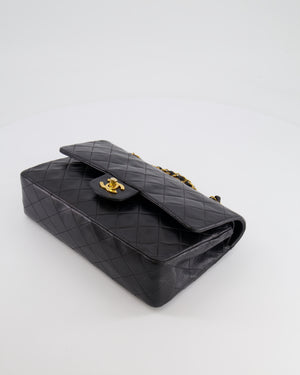 Chanel Vintage Black Medium Classic Double Flap Bag in Lambskin Leather with 24K Gold Hardware