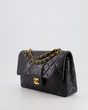 Chanel Vintage Black Medium Classic Double Flap Bag in Lambskin Leather with 24K Gold Hardware